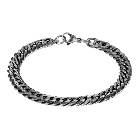 Black Oiled Chain Linked Bracelet - 8.5MM - Wild Time Fashion