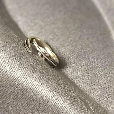 Sterling Silver Feather Cuff Ring 