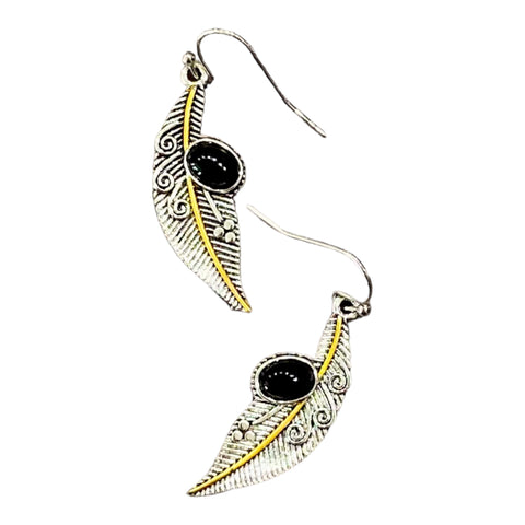 Sophisticated Gold Vein Feather Earrings- Wild Time Fashion