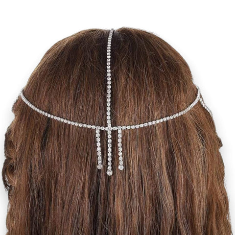 Sparkling Rhinestone Tassel Head Chain Silver Tone backside