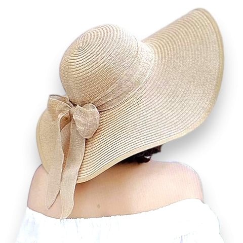 Summer Linen Bow Wide Brim Straw HatBoho-Chic Wide Brim Straw Hat - Wild Time Fashion