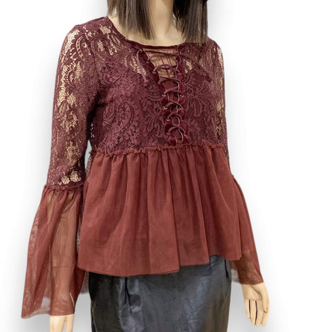 Bell Sleeve Floral Peplum Blouse - Wild Time Fashion