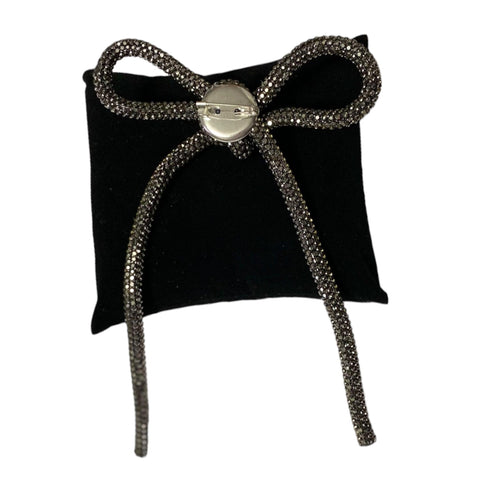 Backside Clip Closure of Glittery Rope Bow Brooch - One Size - Wild Time Fashion