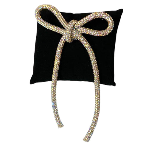 Glittery Rhinestone Rope Bows Brooches Lapel Pins Hair Accessories AB Rhinestones- One Size - Wild Time Fashion