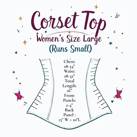 Black Faux Leather Lace-Up Corset Top Measurement Chart