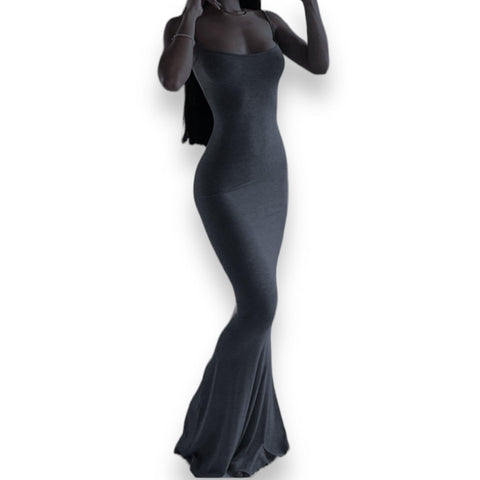 Black Soft Lounge Maxi Slip Dress - Wild Time Fashion 