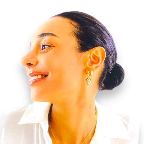 Black and White Heart Drop Earrings