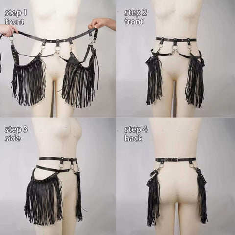 Black Draped Fringe Belt How to Wear Image