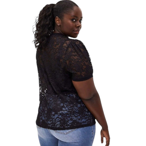 Stylish Black Floral Lace Top by Torrid - Wild Time Fashion