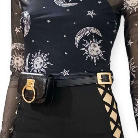 Black Micro Bag Skinny Belt