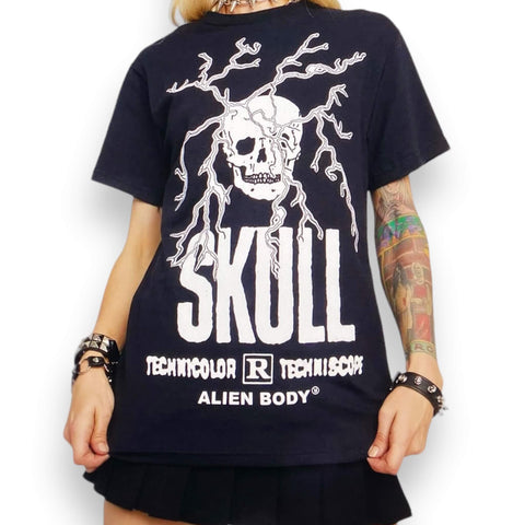 Women's Black Short Sleeve Skulls Tee