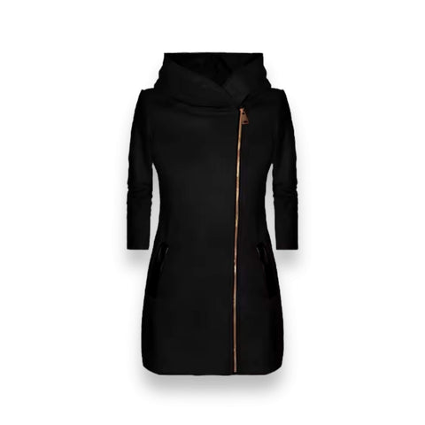 Mid Length Pockets Hooded Knit Jacket Coat