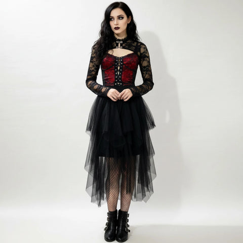 Black Floral Lace Bell Sleeve Shrug - Floral Lace Gothic Shrug / Black / Large - Bolero Shrug