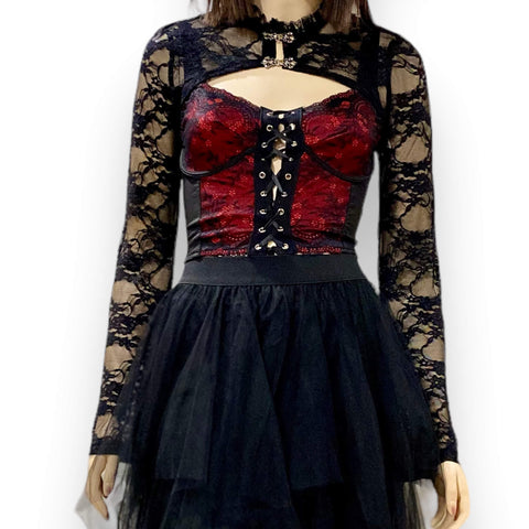 Victorian Gothic Ruffled Neck Lace Bolero - Wild Time Fashion