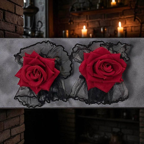 lace rose arm covers for gothic, party, masquerade