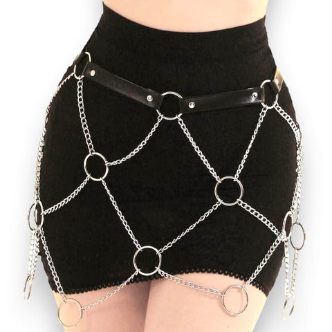 Silver Chain Weaved Body Harness Belt