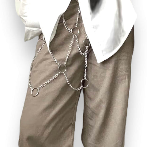 Silver Chain Weaved Body Harness Belt