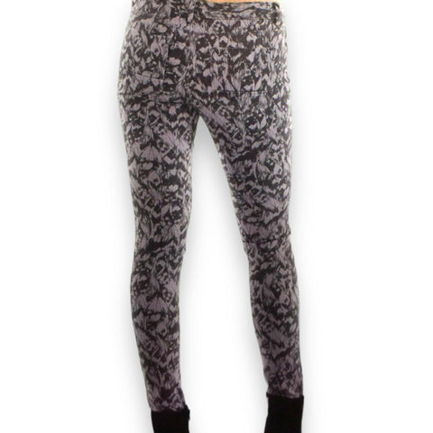 Lilac black abstract tie-dye low waisted skinny jeans for punk festival fashion