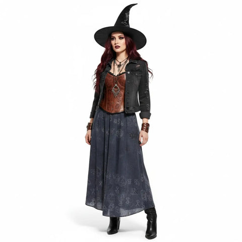 Magical Tall Wicked Witch Hat wide brim tall crown in black portable one size halloween