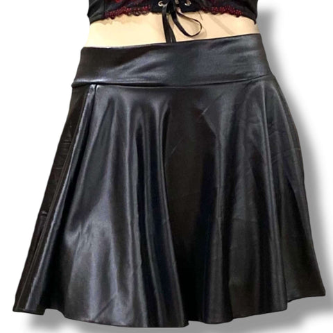 Black High Waist Wavy Mini Skirt elastic waistband – edgy mini for concerts, festivals, rave, or clubwear