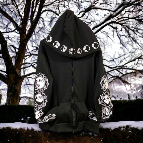 Black Moon Child Hoodie Jacket - Wild Time Fashion