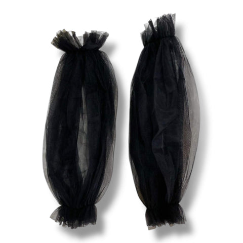 Sheer Tulle Puff Sleeve Arm Covers black ruffle cuffs adjustable