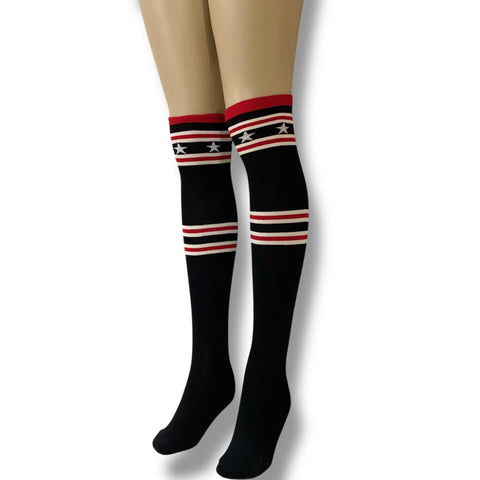 festive stars and stripes socks side view