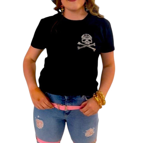 Black Studded Skull T-Shirt