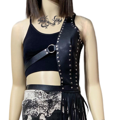 Rebellious Black Fringe Body Harness Belt- Wild Time Fashion