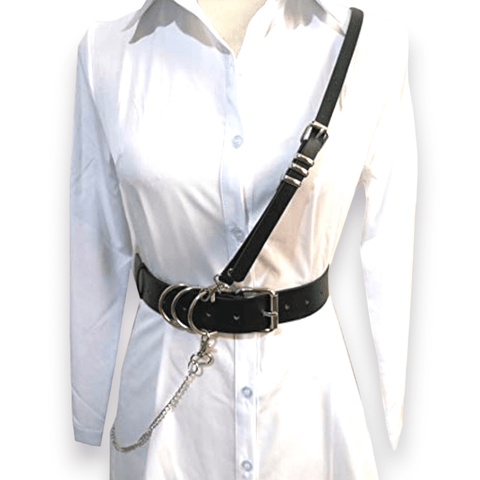 Black Chest Harness Chain Belt