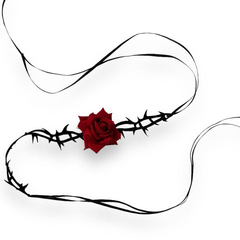 Victorian Black Thorns Rose Choker -OS - Wild Time Fashion