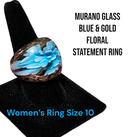 Exquisite Women's Murano Glass Floral Ring - Wild Time Fashion