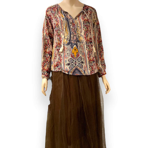 Multicolor Floral Brown Top - Wild Time Fashion