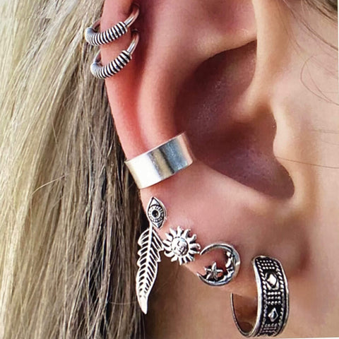 Boho Retro Earrings Ear Cuffs Set - Wild Time Fashion