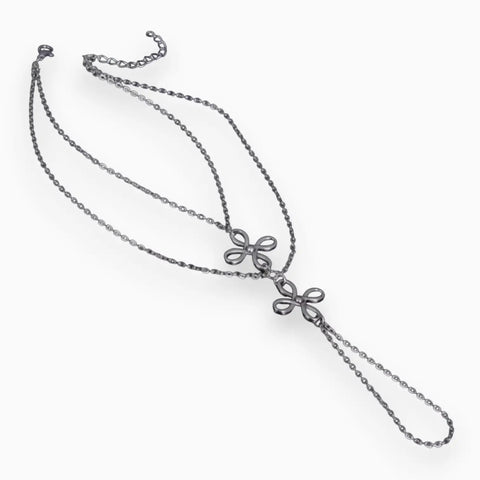 adjustable multi chain bowknot Boho Silver Toe Loop Anklet Set / women's/ anklet set
