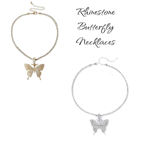 Glittery Butterfly Choker Necklace