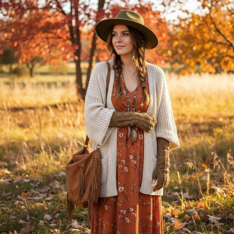 Brown Chunky Cable Knit Warmers Gloves  thumb-hole design and extra-long fingerless arm warmer style