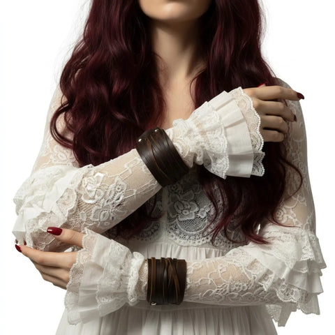 Brown Rustic Leather Cuff Bracelet straps and snaps western, gothic, boho style dark brown strap cuff
