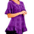 Women's Celestial Round Neck Button Down Tassel Tie Embroidered Ruffled Hem Rich Purple Chemise Blouse - Wild Time Fashion