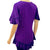 Women's Celestial Round Neck Button Down Tassel Tie Embroidered Ruffled Hem Rich Purple Chemise Blouse - Wild Time Fashion