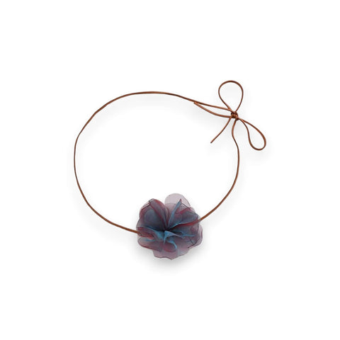  Multicolor Big Flower Wrap Choker brown leather neckwrap blooming floral