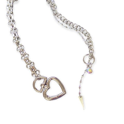  Chunky Chain Heart Charming Necklace - Wild Time Fashion