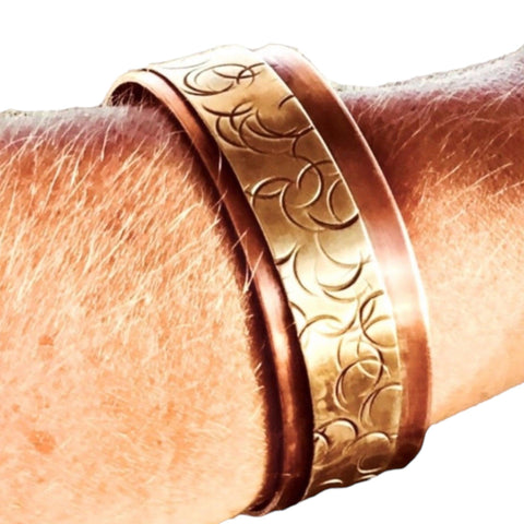 Copper Brass Riveted Cuff Bracelet - 8"- Wild Time Fashion