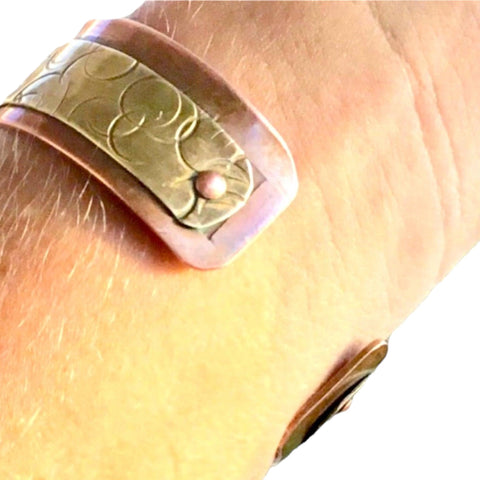 Copper Brass Riveted Cuff Bracelet - 8"- Wild Time Fashion