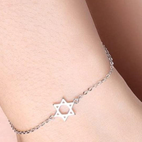 Women's Dainty Star of David Anklet - 8.5 to 10.5"-Wild Time Fashion