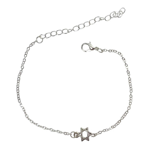Women's Dainty Star of David Anklet - 8.5 to 10.5"-Wild Time Fashion