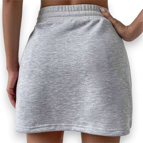 Gray Drawstring Casual Mini Skirt back view large 
