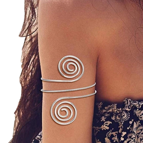 Elegant Boho Armlets Silver Spiral Armband