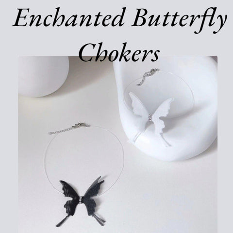 Black or White Lace Floating Butterfly Chokers Necklace - One Size - Wild Time Fashion