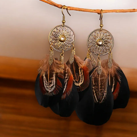 Boho Tassel Feather Earrings